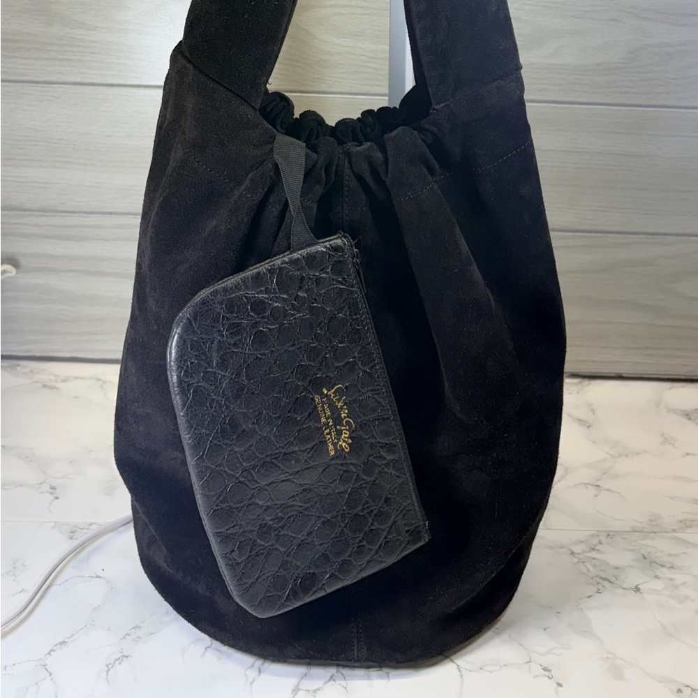Susan Gail Black Suede Shoulder Bag